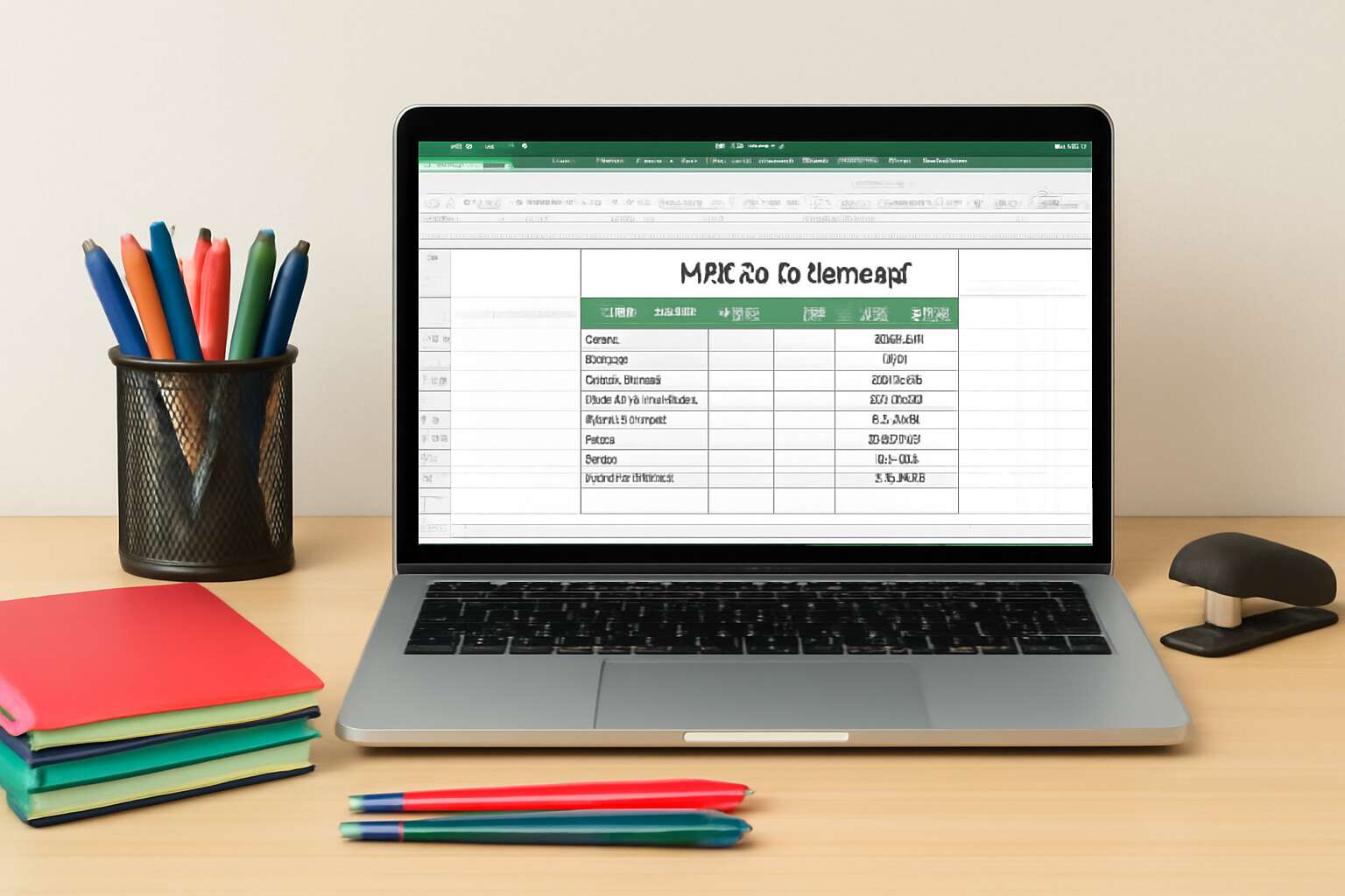 stationery list for office in excel