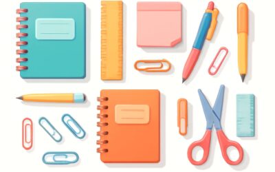 Whimsical stationery clipart: colorful icons for playful designs.